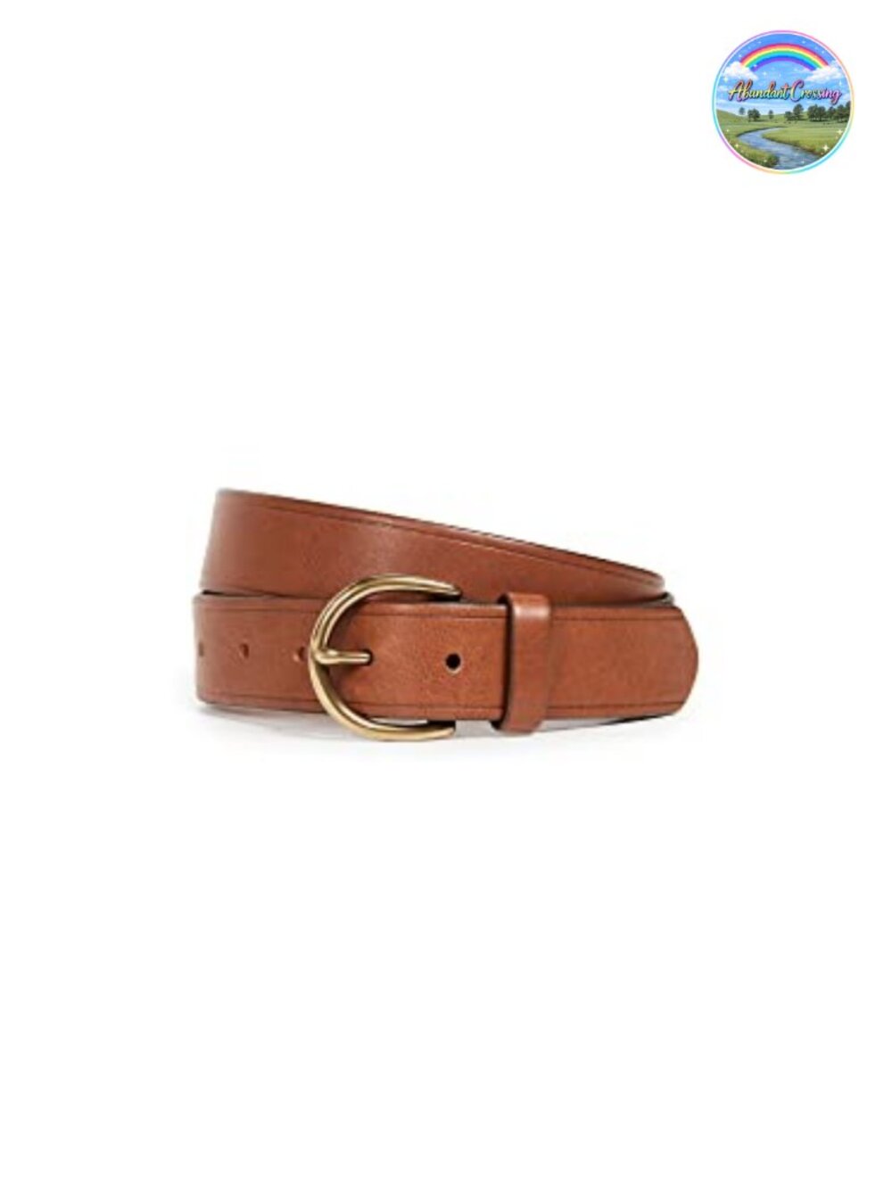 Medium Leather Belt Gold-Tone Buckle Adjustable Cowhide